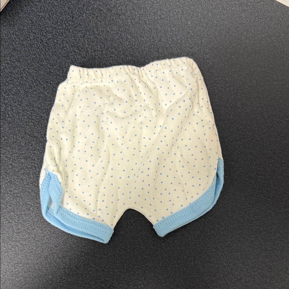 Baby Blue Trim Cream Polka Kids Shorts 80’s